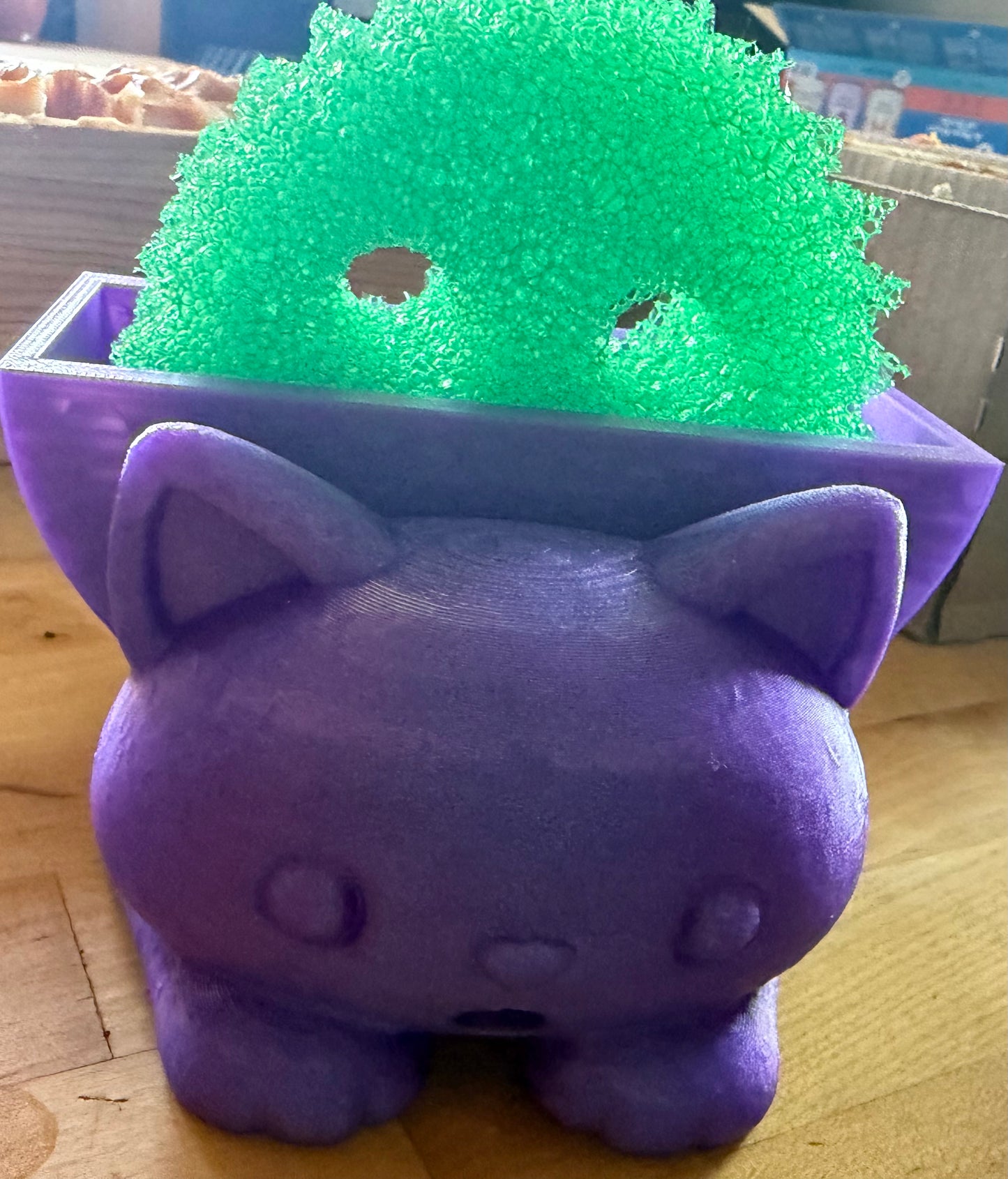 Sassy kitty scrub holder