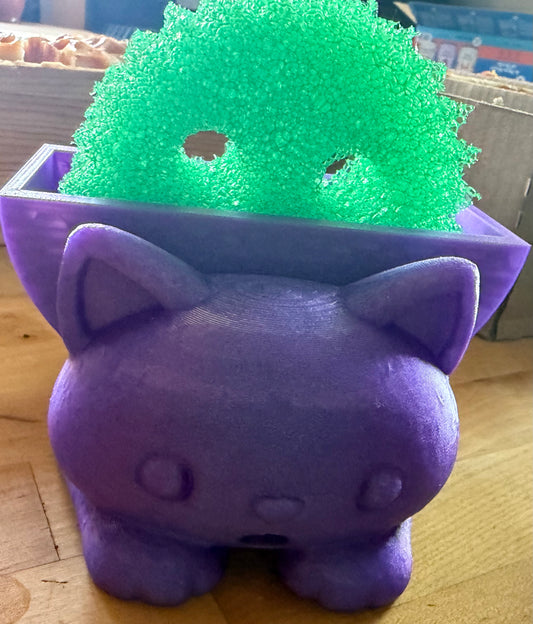 Sassy kitty scrub holder